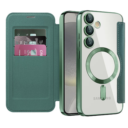 MagSafe Case for Samsung Galaxy S24+ S926, Techsuit, SmartMag Book, Green