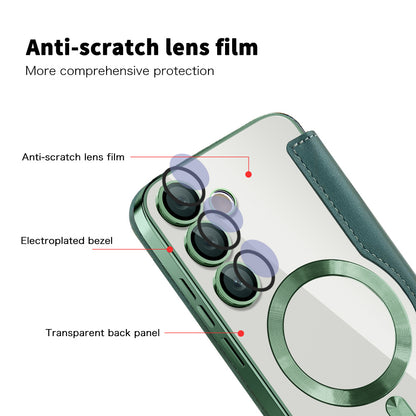 MagSafe Case for Samsung Galaxy S24+ S926, Techsuit, SmartMag Book, Green