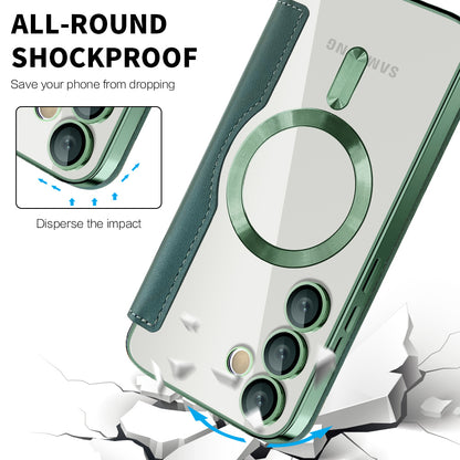 MagSafe Case for Samsung Galaxy S24+ S926, Techsuit, SmartMag Book, Green