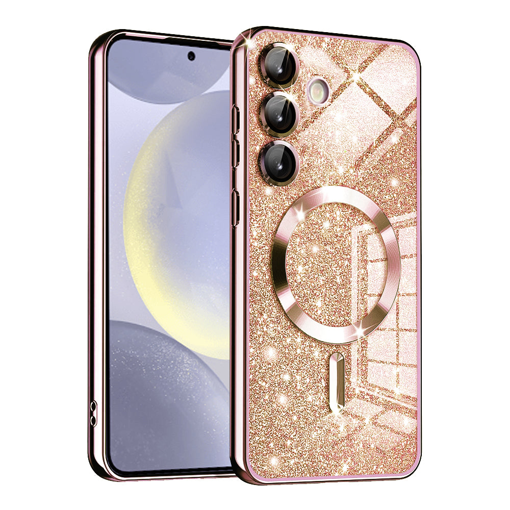 MagSafe-etui til Samsung Galaxy S24 S921, Techsuit, Luxury Glitter, Lyserød Guld