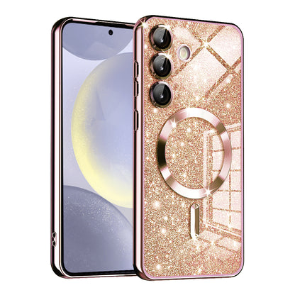 MagSafe-etui til Samsung Galaxy S24 S921, Techsuit, Luxury Glitter, Lyserød Guld