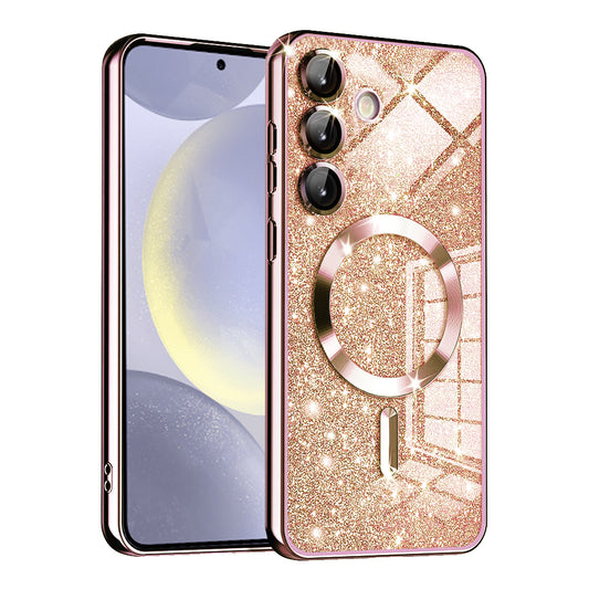 MagSafe-etui til Samsung Galaxy S24 S921, Techsuit, Luxury Glitter, Lyserød Guld