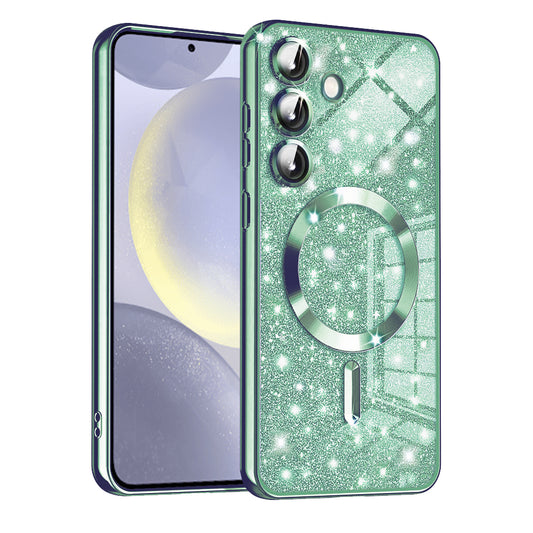 MagSafe-etui til Samsung Galaxy S24 S921, Techsuit, Luxury Glitter, Lysegrøn