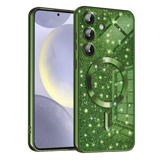 MagSafe-etui til Samsung Galaxy S24 S921, Techsuit, Luxury Glitter, Mørkegrøn