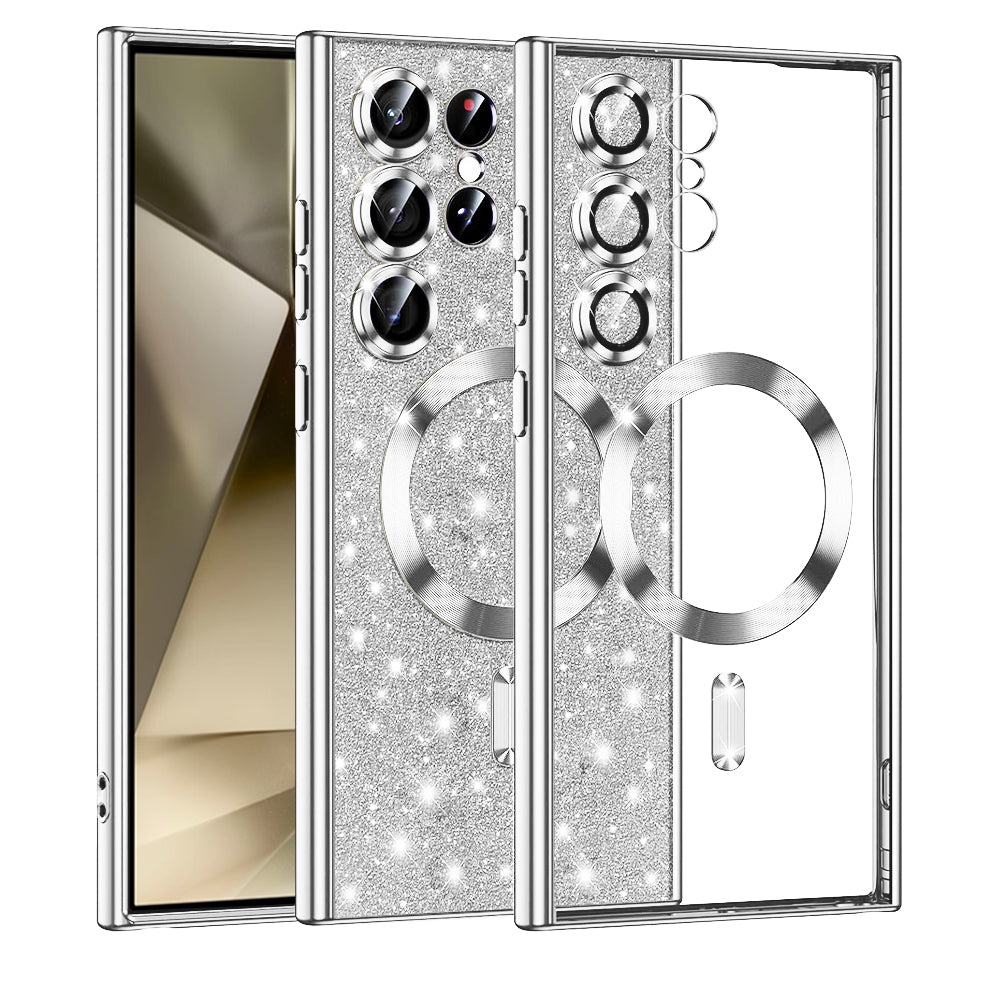 MagSafe-etui til Samsung Galaxy S24 Ultra S928, Techsuit, Luxury Glitter, Sølv