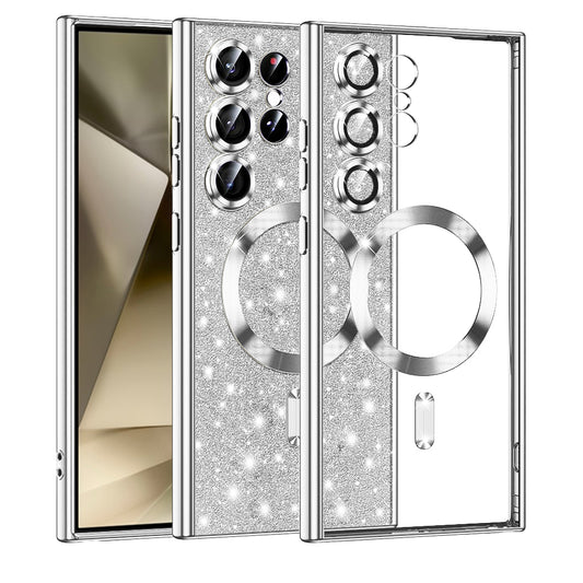 MagSafe-etui til Samsung Galaxy S24 Ultra S928, Techsuit, Luxury Glitter, Sølv
