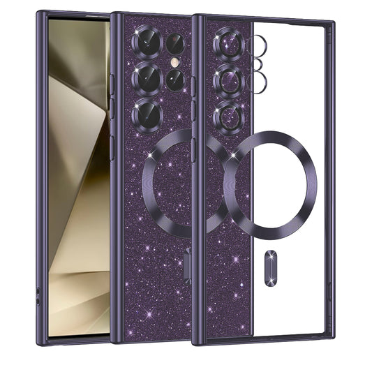 MagSafe-etui til Samsung Galaxy S24 Ultra S928, Techsuit, Luxury Glitter, Mørkelilla