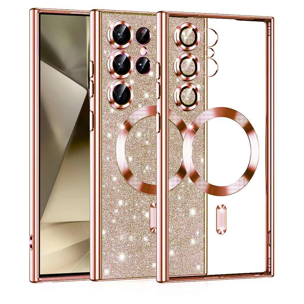 MagSafe-etui til Samsung Galaxy S24 Ultra S928, Techsuit, Luxury Glitter, Lyserød Guld