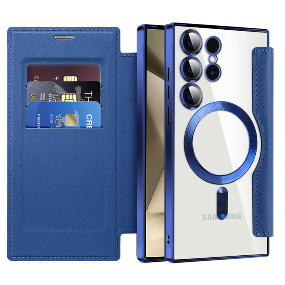 MagSafe Case for Samsung Galaxy S24 Ultra S928, Techsuit, SmartMag Book, Blue