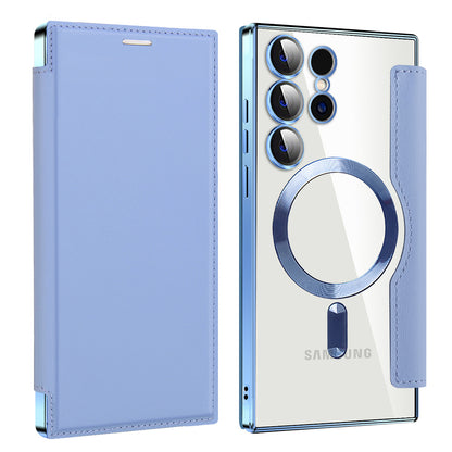 MagSafe Case for Samsung Galaxy S24 Ultra S928, Techsuit, SmartMag Book, Blue