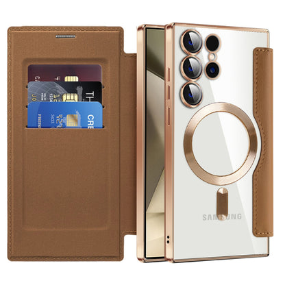 MagSafe Case for Samsung Galaxy S24 Ultra S928, Techsuit, SmartMag Book, Brown