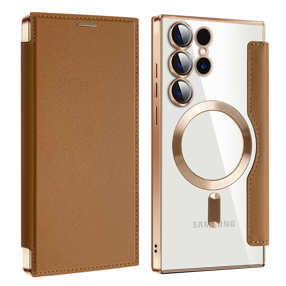 MagSafe Case for Samsung Galaxy S24 Ultra S928, Techsuit, SmartMag Book, Brown