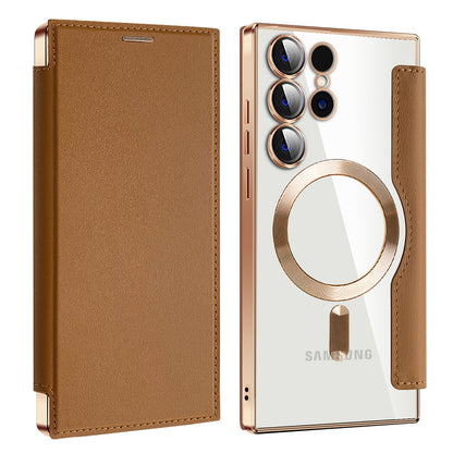 MagSafe Case for Samsung Galaxy S24 Ultra S928, Techsuit, SmartMag Book, Brown