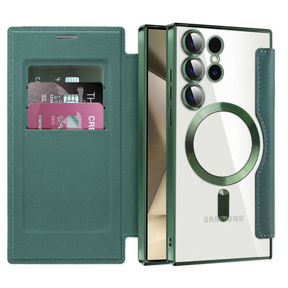 MagSafe Case for Samsung Galaxy S24 Ultra S928, Techsuit, SmartMag Book, Green