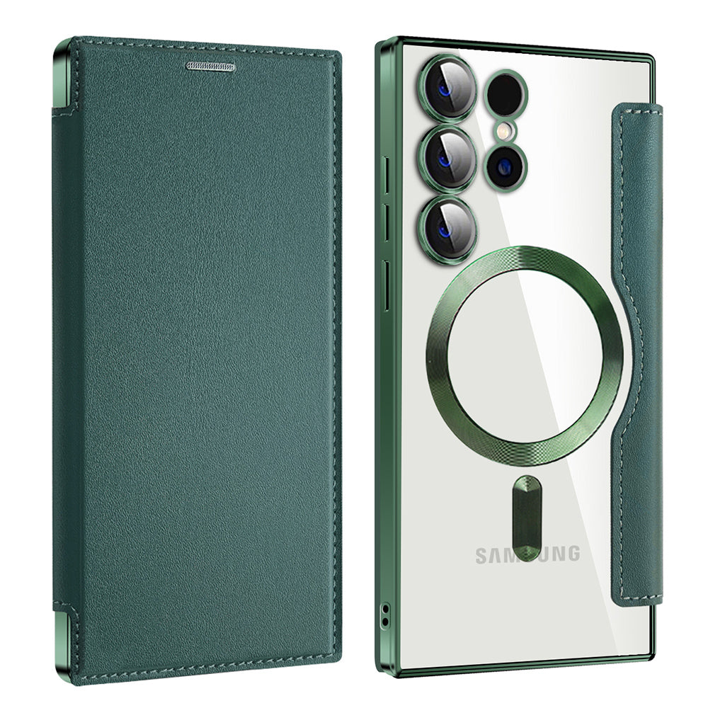 MagSafe Case for Samsung Galaxy S24 Ultra S928, Techsuit, SmartMag Book, Green