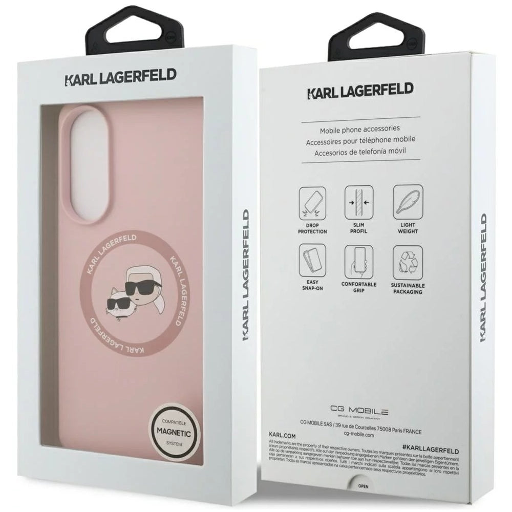 MagSafe cover til Samsung Galaxy S25 Edge S937, Karl Lagerfeld, Silicone Double Heads, Pink