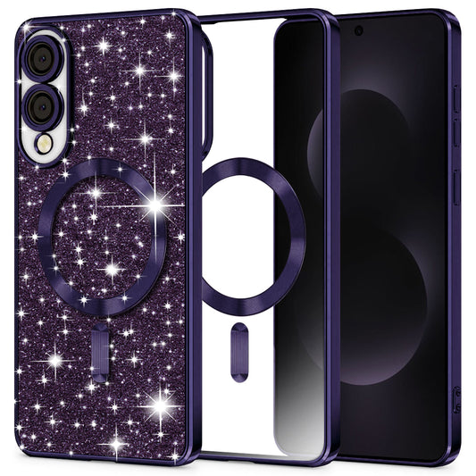 MagSafe-etui til Samsung Galaxy S25 Edge S937, Techsuit, Luxury Glitter, Mørkelilla