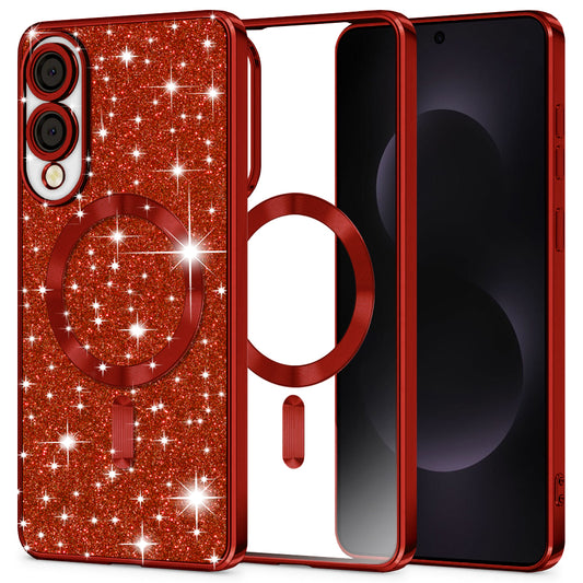 MagSafe-etui til Samsung Galaxy S25 Edge S937, Techsuit, Luxury Glitter, Rød