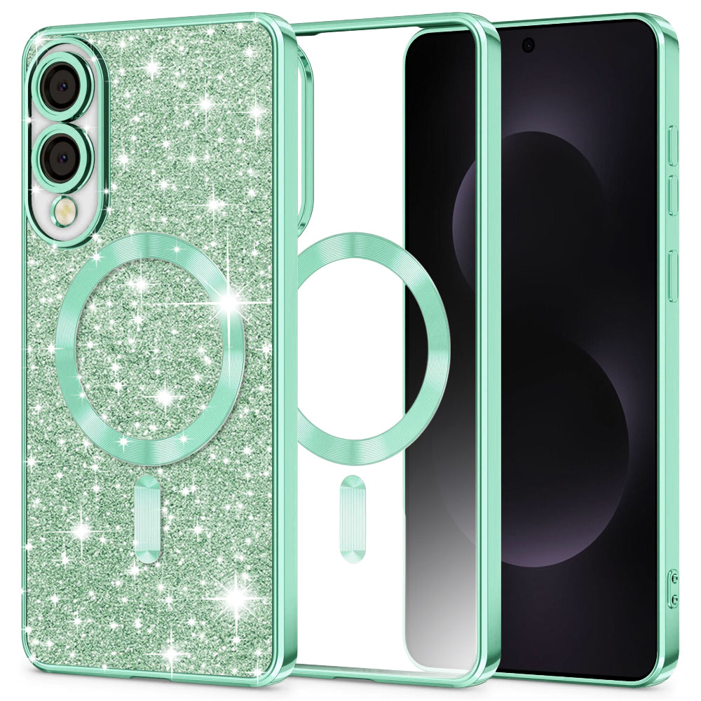 MagSafe-etui til Samsung Galaxy S25 Edge S937, Techsuit, Luxury Glitter, Lysegrøn