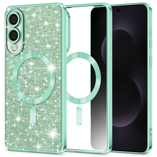 MagSafe-etui til Samsung Galaxy S25 Edge S937, Techsuit, Luxury Glitter, Lysegrøn