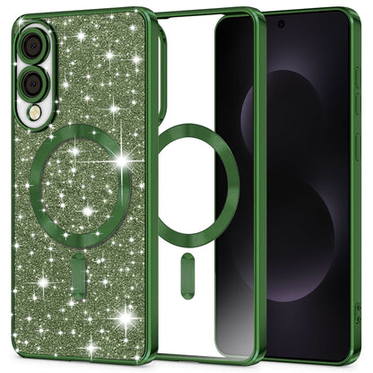 MagSafe-etui til Samsung Galaxy S25 Edge S937, Techsuit, Luxury Glitter, Mørkegrøn