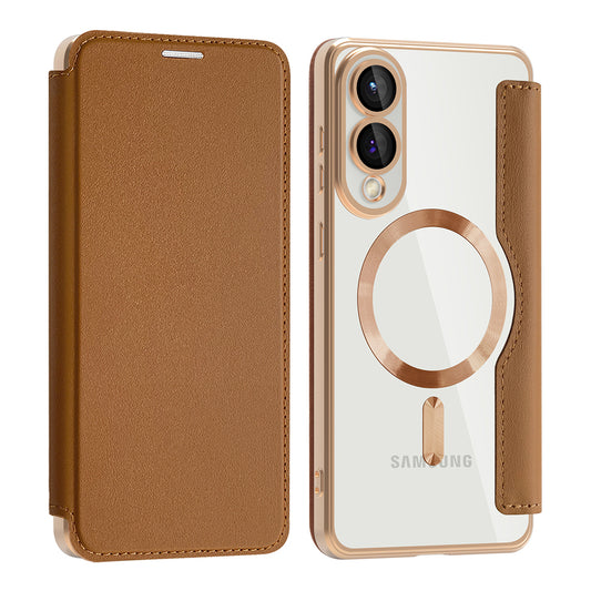 MagSafe Case for Samsung Galaxy S25 Edge S937, Techsuit, SmartMag Book, Brown
