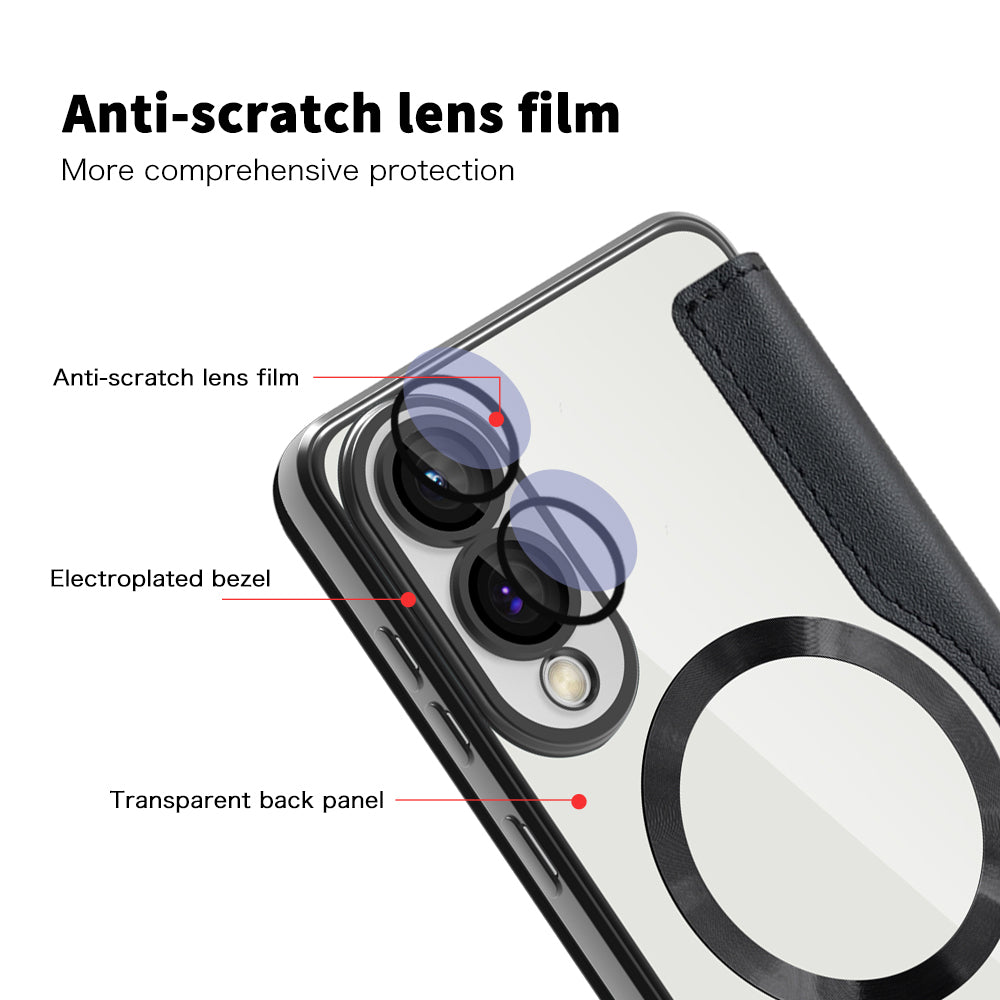 MagSafe-etui til Samsung Galaxy S25 Edge S937, Techsuit, SmartMag Book, Sort