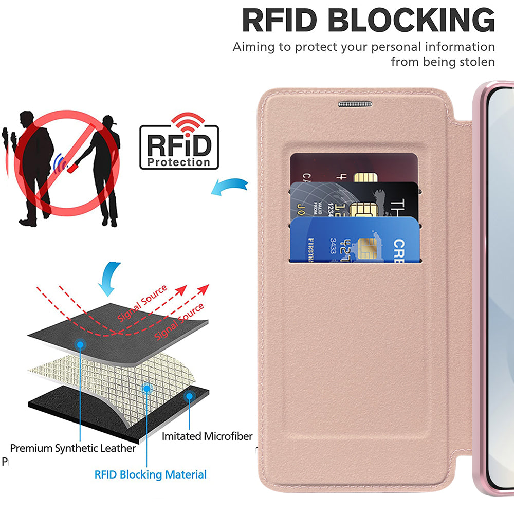 MagSafe Case for Samsung Galaxy S25 Edge S937, Techsuit, SmartMag Book, Pink