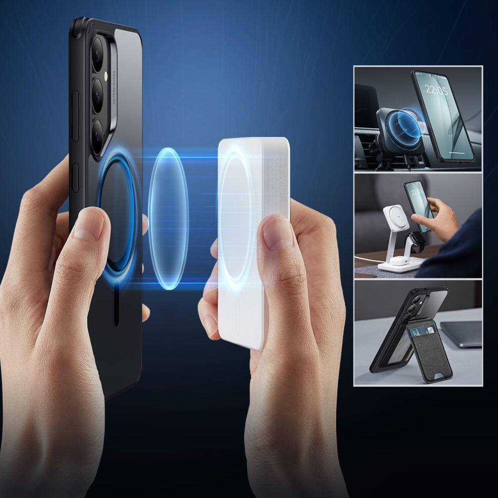 MagSafe cover til Samsung Galaxy S25+ S936, ESR, Classic Hybrid, Sort Transparent