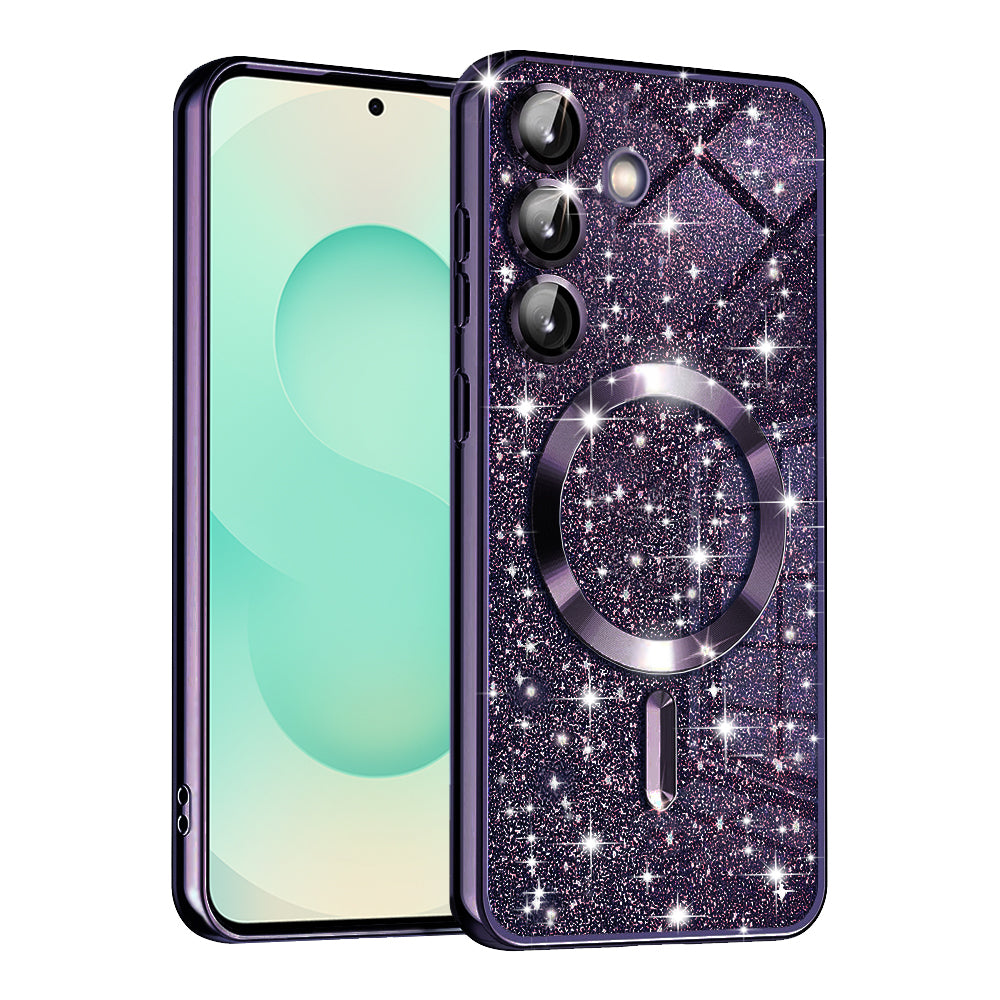 MagSafe-etui til Samsung Galaxy S25+ S936, Techsuit, Luxury Glitter, Mørkelilla
