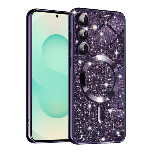 MagSafe-etui til Samsung Galaxy S25+ S936, Techsuit, Luxury Glitter, Mørkelilla