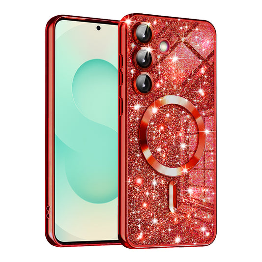MagSafe-etui til Samsung Galaxy S25+ S936, Techsuit, Luxury Glitter, Rød