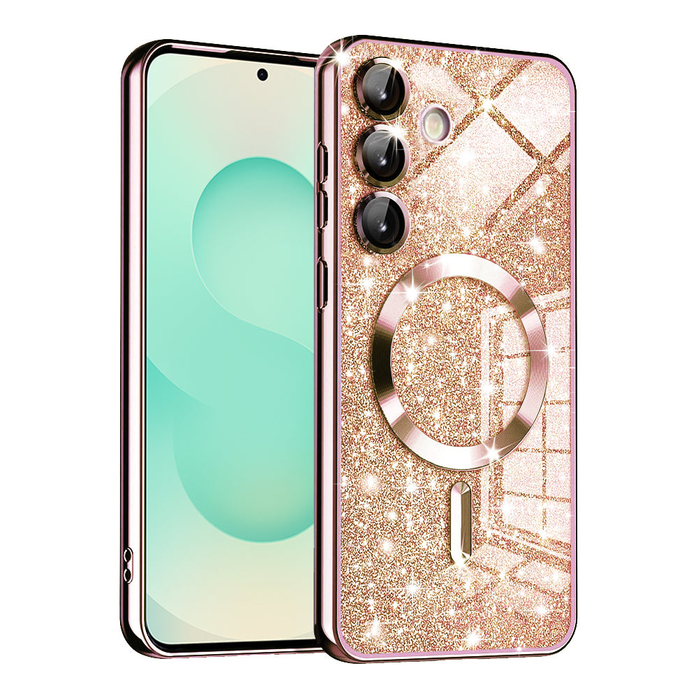 MagSafe-etui til Samsung Galaxy S25+ S936, Techsuit, Luxury Glitter, Lyserød Guld