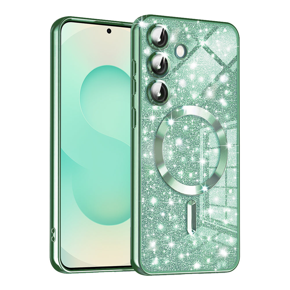 MagSafe-etui til Samsung Galaxy S25+ S936, Techsuit, Luxury Glitter, Lysegrøn