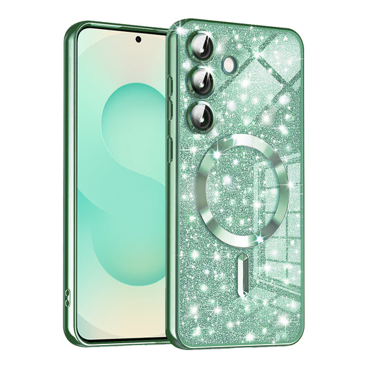 MagSafe-etui til Samsung Galaxy S25+ S936, Techsuit, Luxury Glitter, Lysegrøn