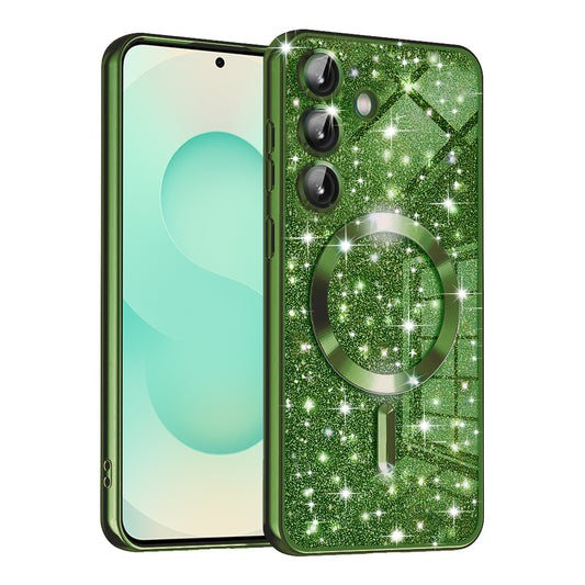 MagSafe-etui til Samsung Galaxy S25+ S936, Techsuit, Luxury Glitter, Mørkegrøn
