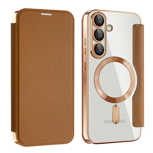 MagSafe-etui til Samsung Galaxy S25+ S936, Techsuit, SmartMag Book, Brun