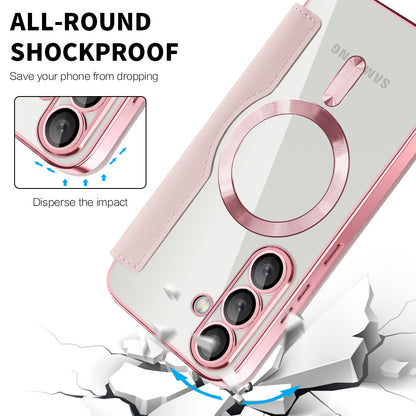 MagSafe Case for Samsung Galaxy S25+ S936, Techsuit, SmartMag Book, Pink