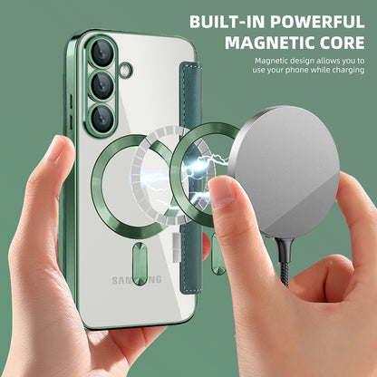 MagSafe Case for Samsung Galaxy S25+ S936, Techsuit, SmartMag Book, Green