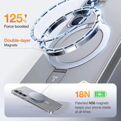 MagSafe cover til Samsung Galaxy S25+ S936, Torras, Ostand, Gennemsigtig