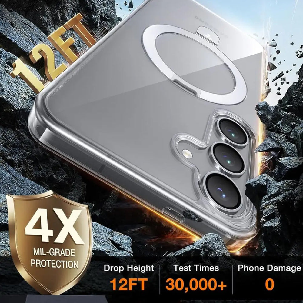 MagSafe cover til Samsung Galaxy S25+ S936, Torras, Ostand, Gennemsigtig