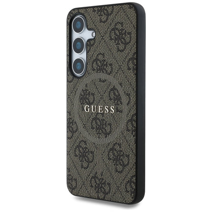 MagSafe cover til Samsung Galaxy S25 S931, Guess, 4G Ring Classic Logo, Brun