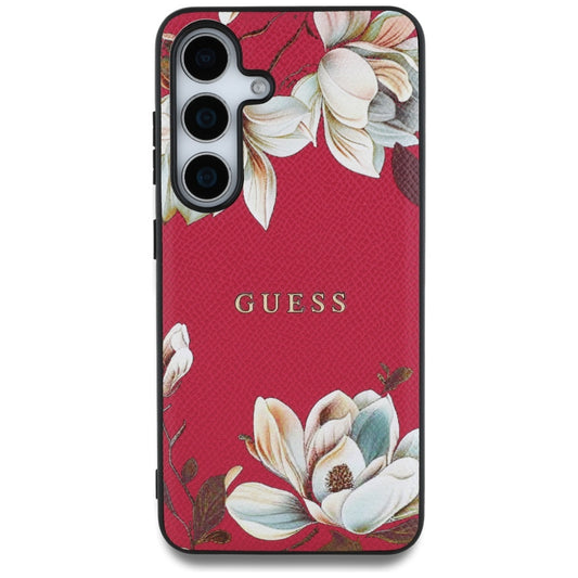 MagSafe cover til Samsung Galaxy S25 S931, Guess, Grained Flowers, Fuchsia