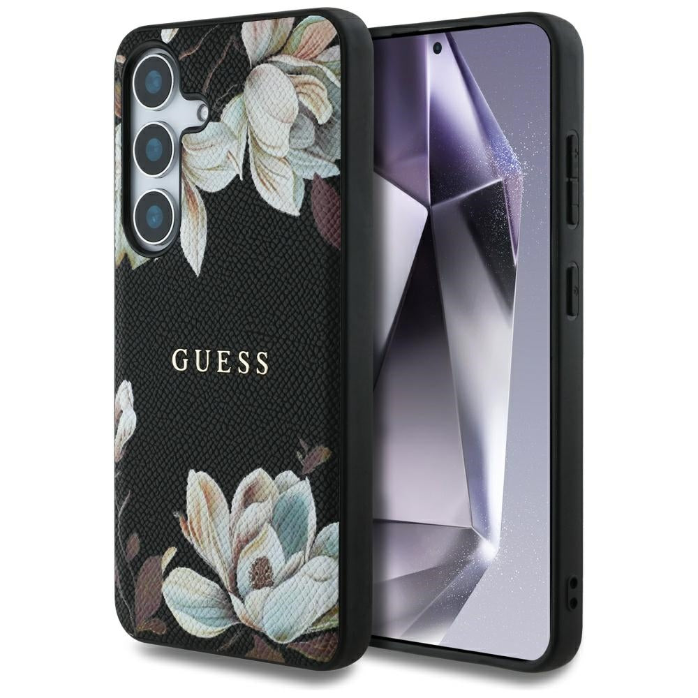 MagSafe cover til Samsung Galaxy S25 S931, Guess, Grained Flowers, Sort