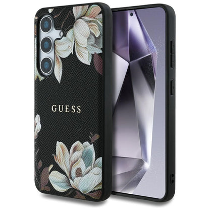 MagSafe cover til Samsung Galaxy S25 S931, Guess, Grained Flowers, Sort