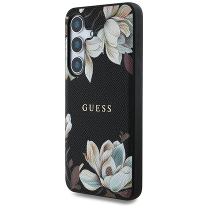 MagSafe cover til Samsung Galaxy S25 S931, Guess, Grained Flowers, Sort