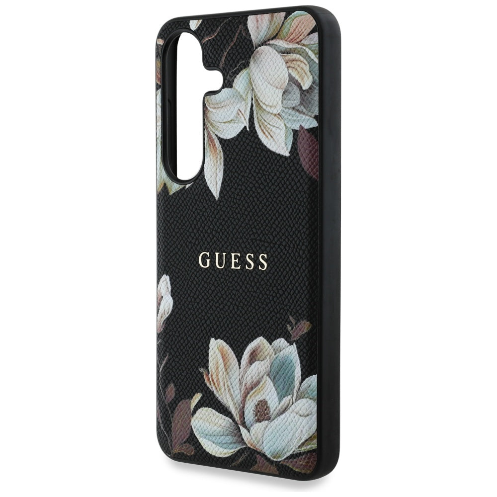 MagSafe cover til Samsung Galaxy S25 S931, Guess, Grained Flowers, Sort