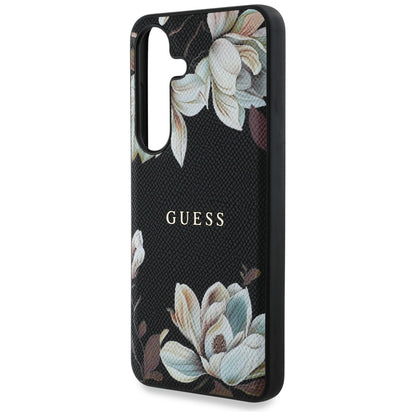 MagSafe cover til Samsung Galaxy S25 S931, Guess, Grained Flowers, Sort