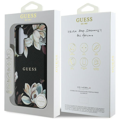 MagSafe cover til Samsung Galaxy S25 S931, Guess, Grained Flowers, Sort