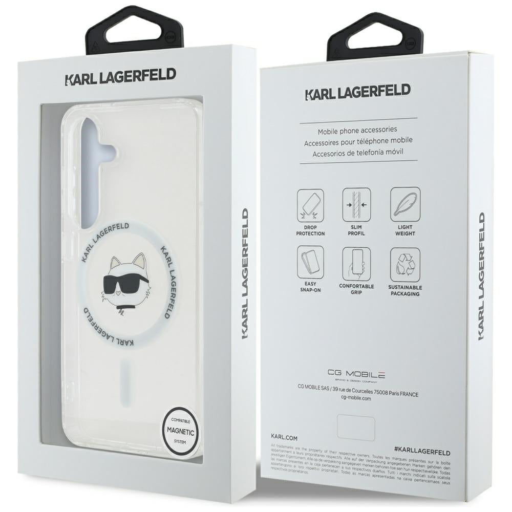 MagSafe cover til Samsung Galaxy S25 S931, Karl Lagerfeld, IML Choupette's Head, Hvid